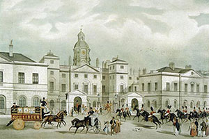 An old painting of the Horse Guards building.